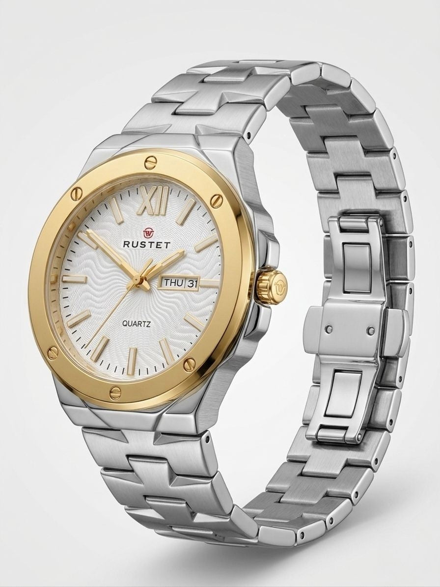 RUSTET-1053-WHITE WITH GOLD&SILVER