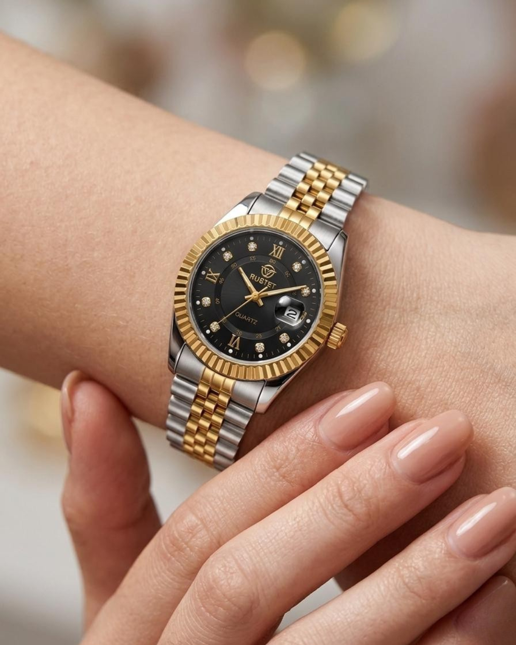 RUSTET-1040-BLACK WITH SIVER&GOLD-WOMEN EDITION