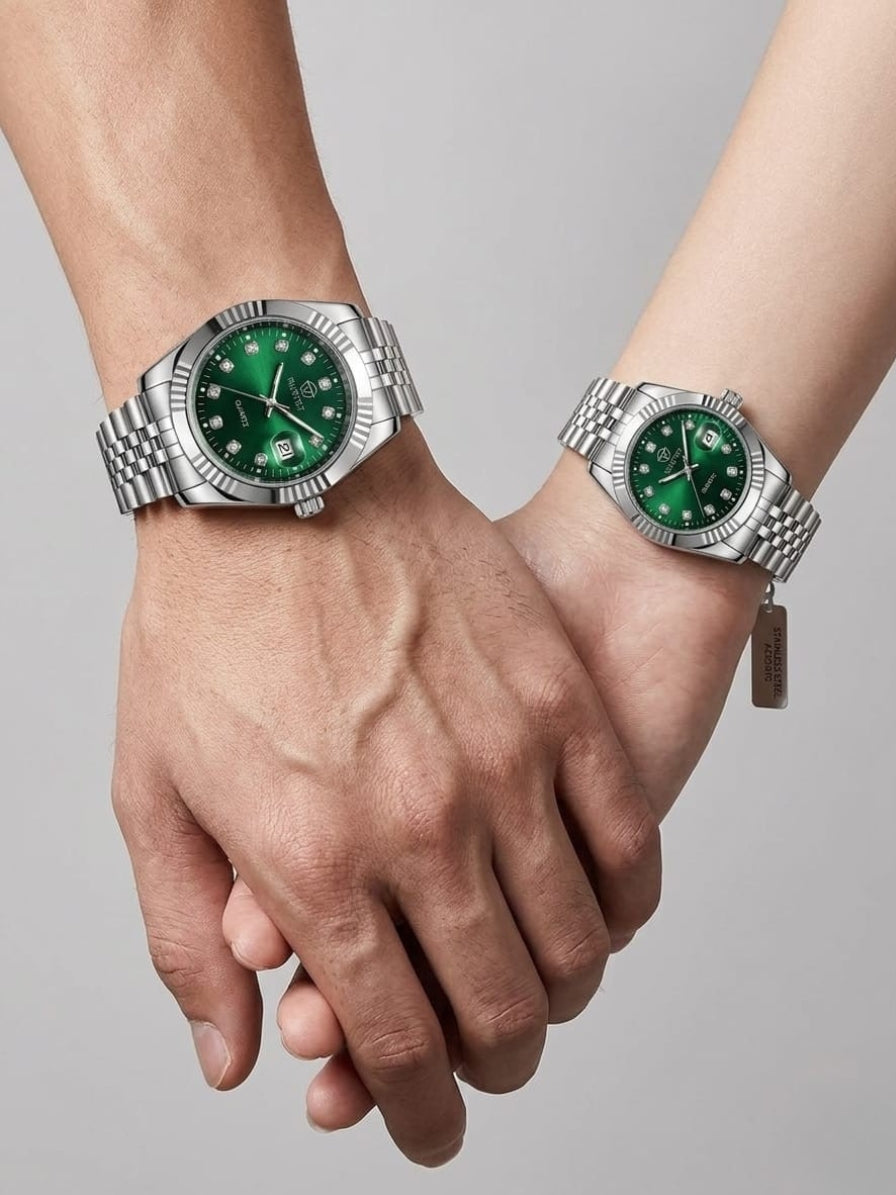 RUSTET1041-GREEN WITH SILVER-COUPLES EDITION