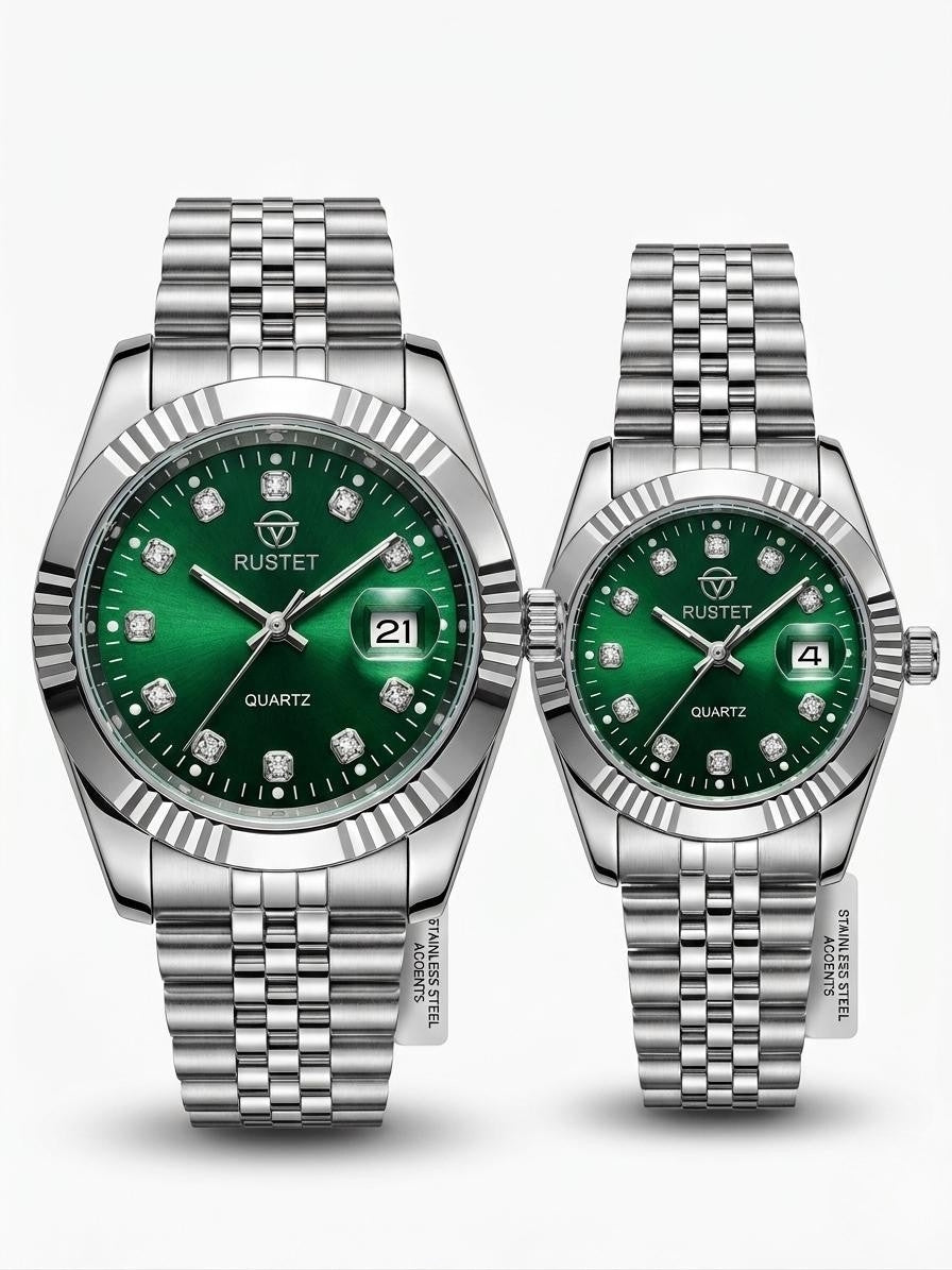 RUSTET1041-GREEN WITH SILVER-COUPLES EDITION