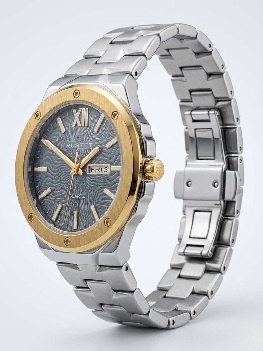 RUSTET-1053-GREY WITH GOLD AND SILVER