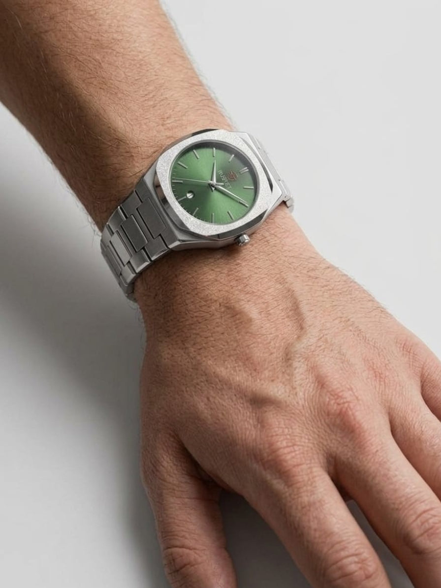 RUSTET-1019-GREEN WITH SILVER