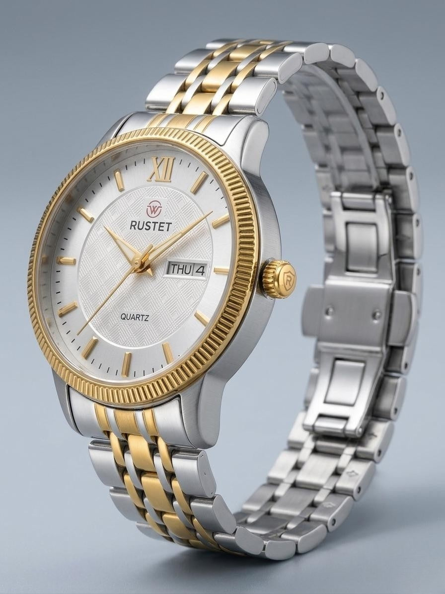RUSTET-6006-WHITE WITH SILVER&GOLD FOR HER