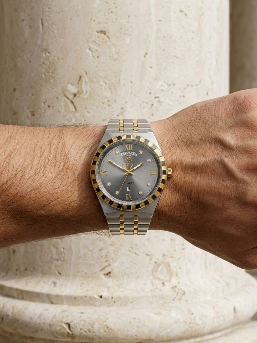 RUSTET-1062 GREY WITH GOLDEN SILVER