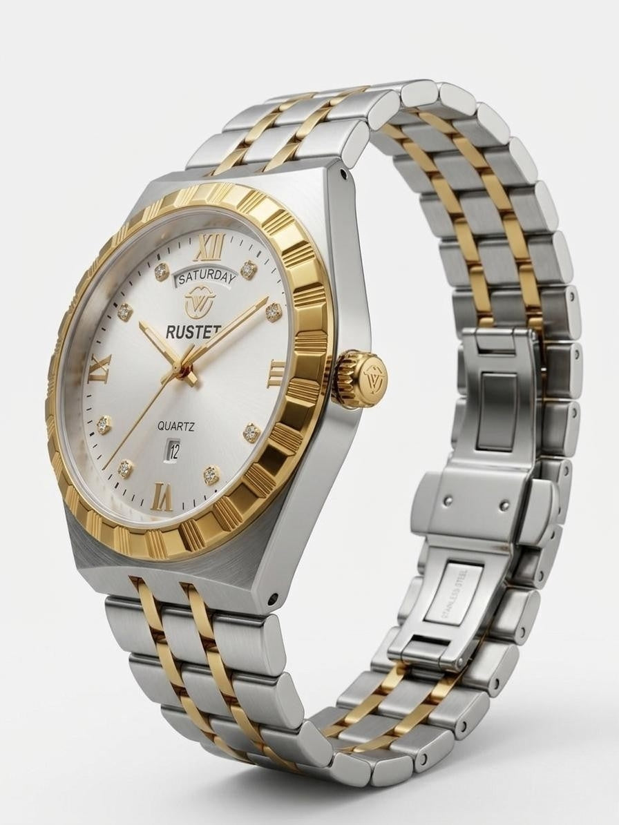 RUSTET-1062 WHITE WITH GOLDEN SILVER