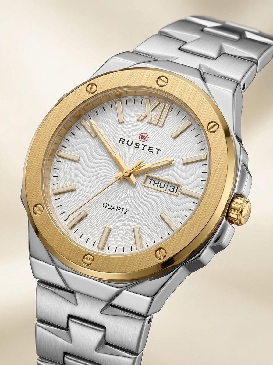 RUSTET-1053-WHITE WITH GOLD&SILVER