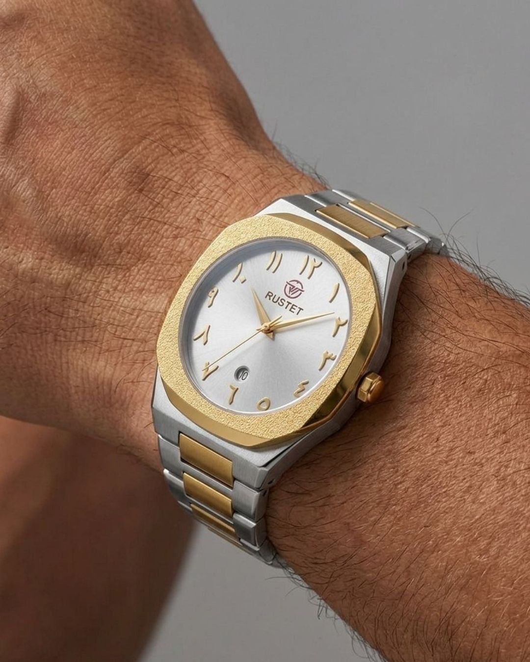 RUSTET-1019 ARABIC DIAL EDITION-GREY WITH SILVER&GOLDEN