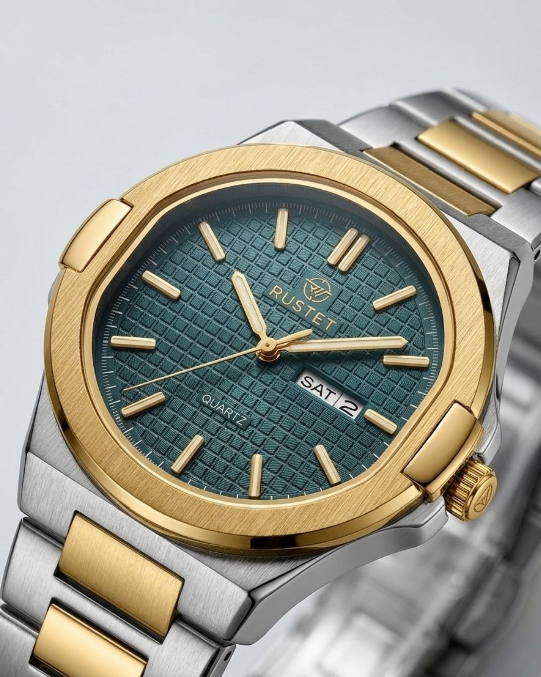 RUSTET-1045-GREEN WITH SILVER&GOLDEN