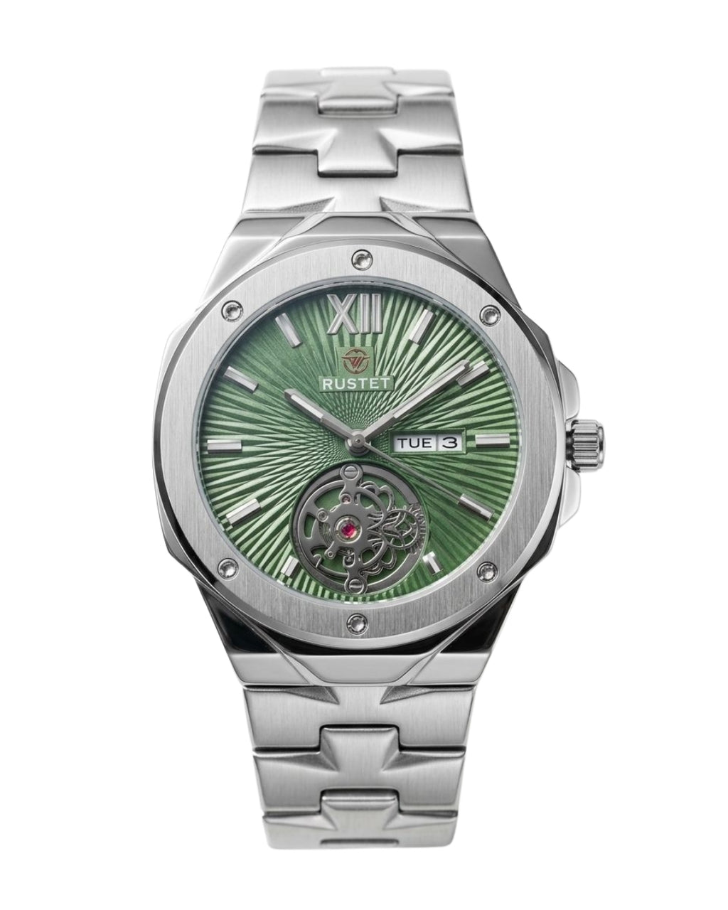 RUSTET-1053-GREEN WITH SILVER