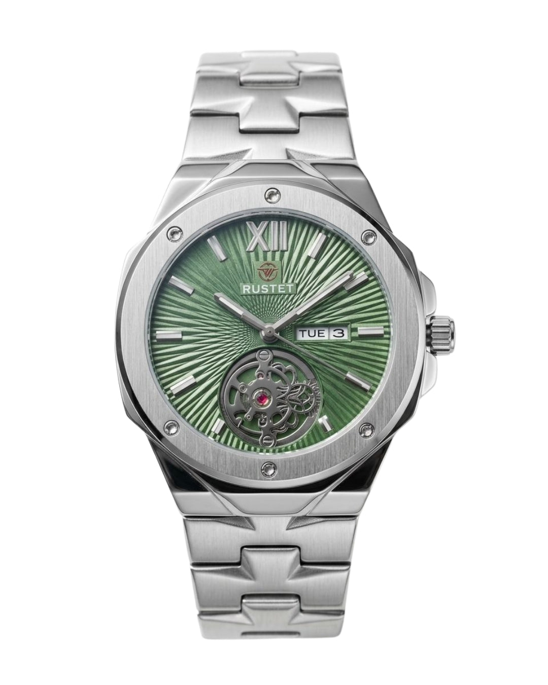 RUSTET-1053-GREEN WITH SILVER