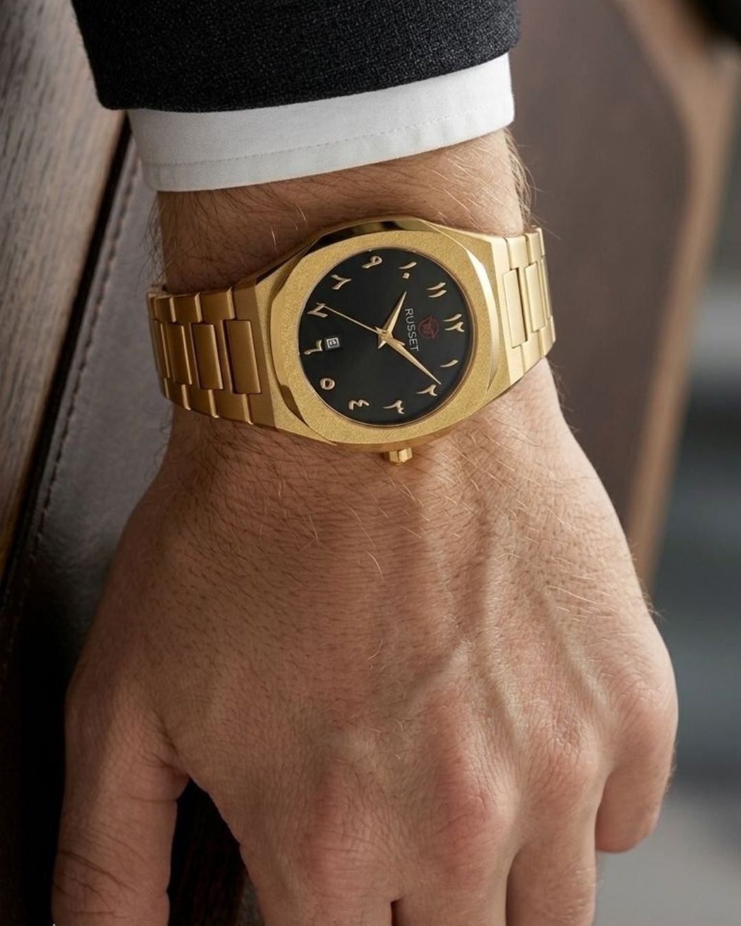 RUSTET-1019 ARABIC DIAL EDITION-BLACK WITH GOLDEN