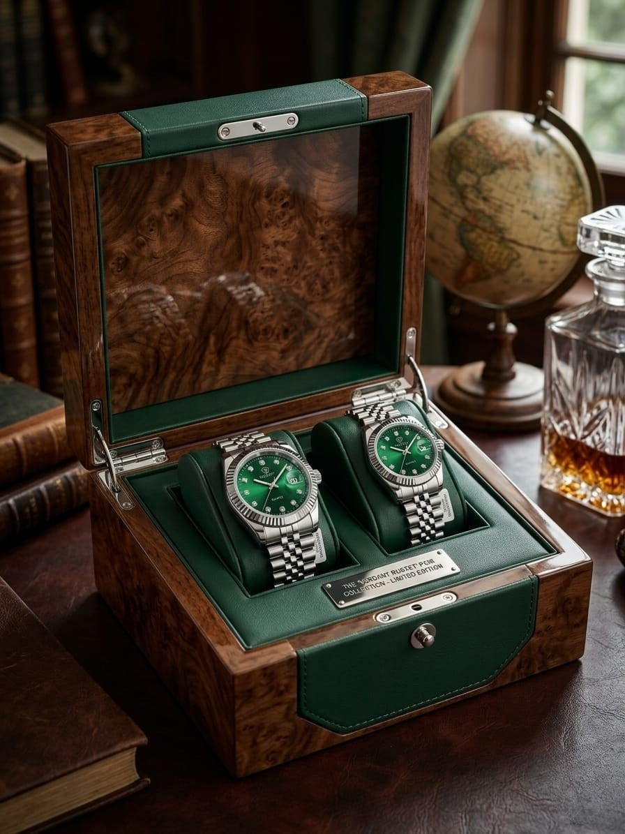 RUSTET1041-GREEN WITH SILVER-COUPLES EDITION
