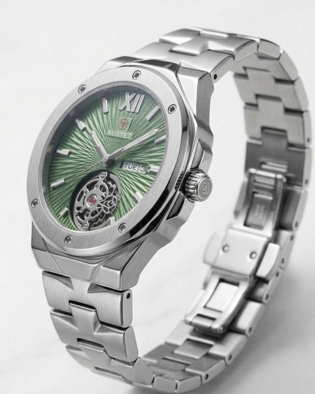 RUSTET-1053-GREEN WITH SILVER