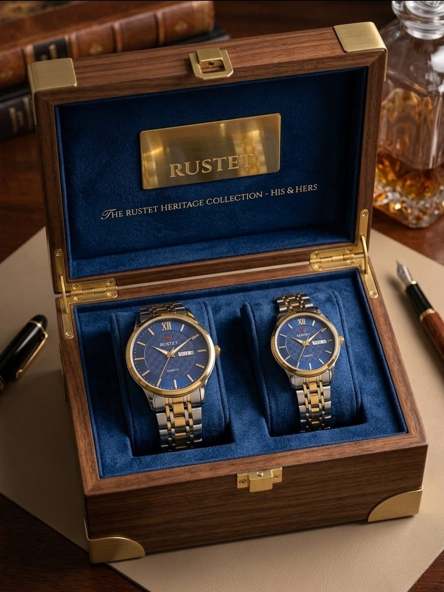 RUSTET-1006-BLUE WITH SILVER&GOLD-COUPLES EDITION