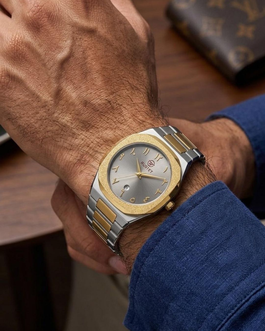 RUSTET-1019 ARABIC DIAL EDITION-DARK GREY WITH SILVER&GOLDEN