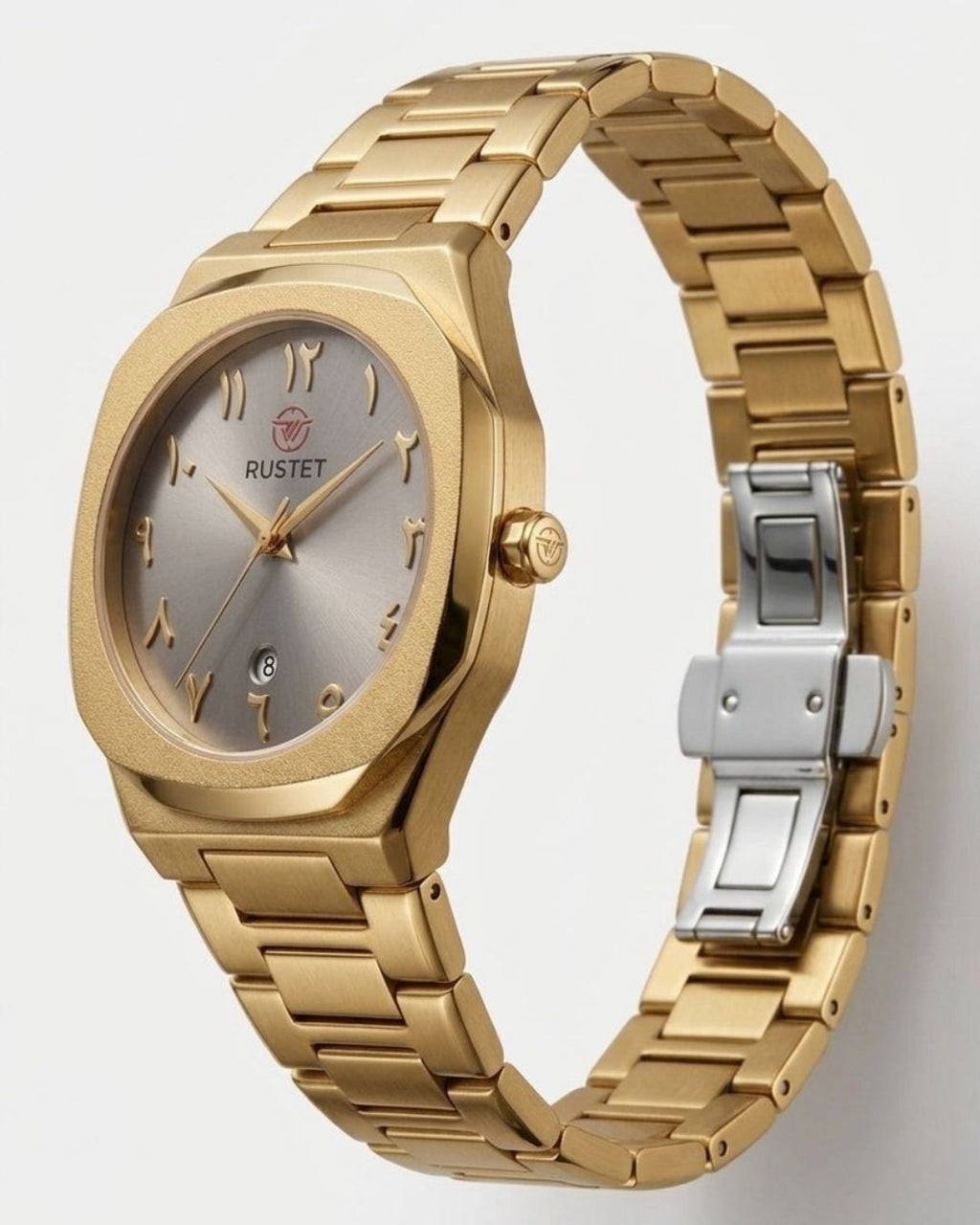 RUSTET-1019 ARABIC DIAL EDITION-BROWNISH GREY WITH GOLDEN