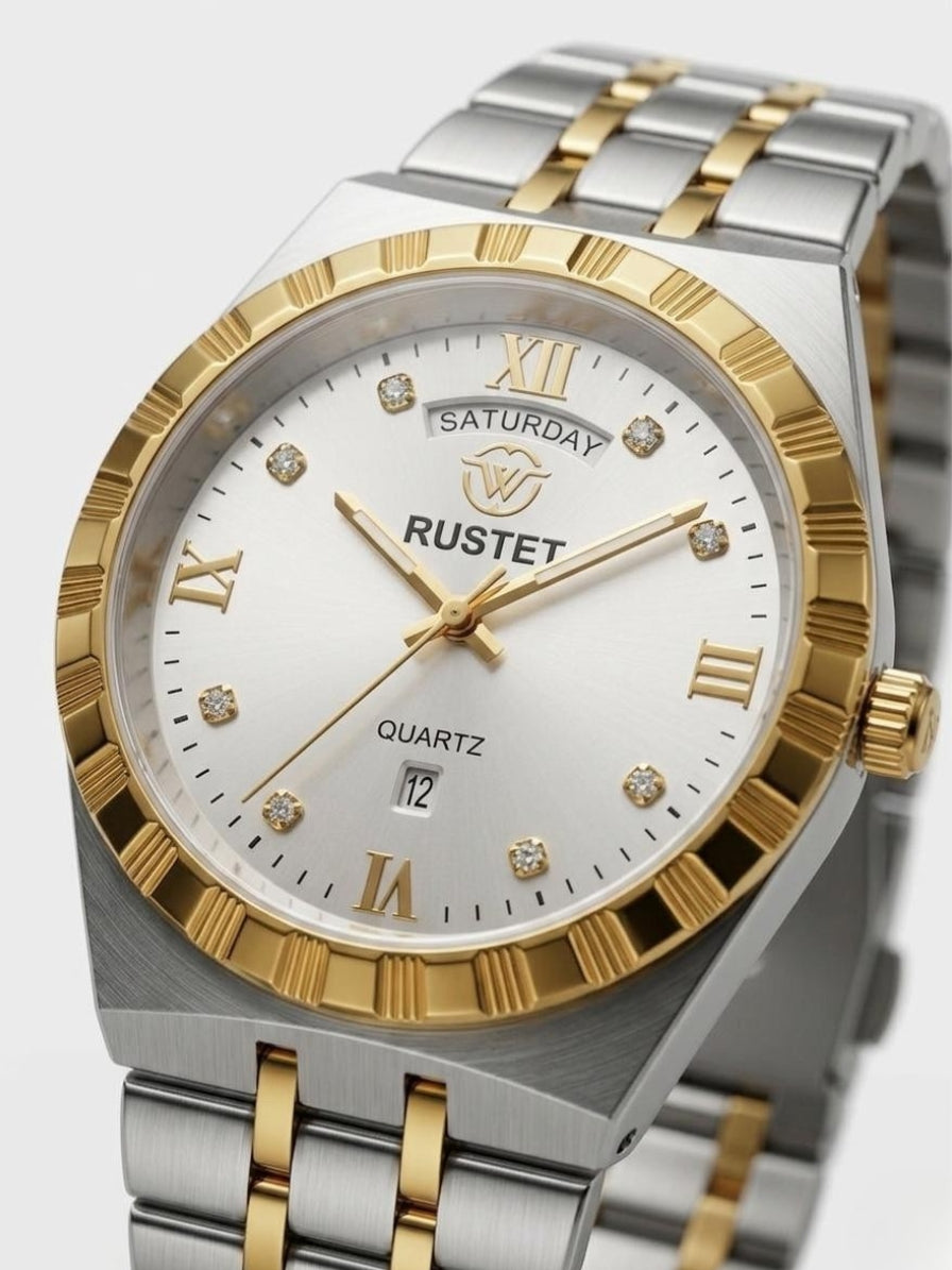 RUSTET-1062 WHITE WITH GOLDEN SILVER