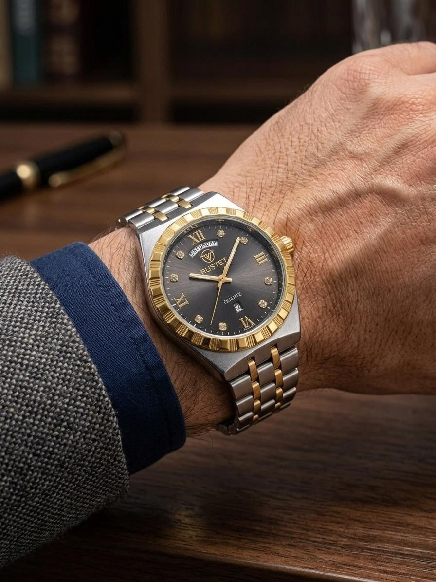 RUSTET-1062 BLACK WITH SILVER GOLDEN