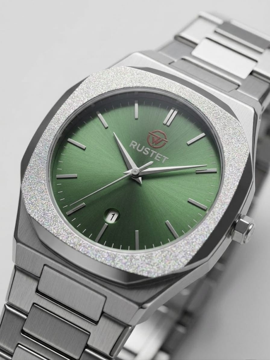 RUSTET-1019-GREEN WITH SILVER
