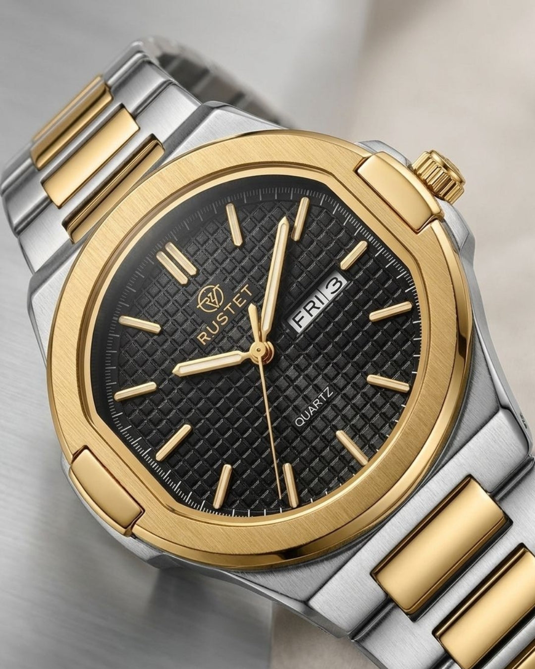 RUSTET-1045-BLACK WITH SILVER&GOLDEN