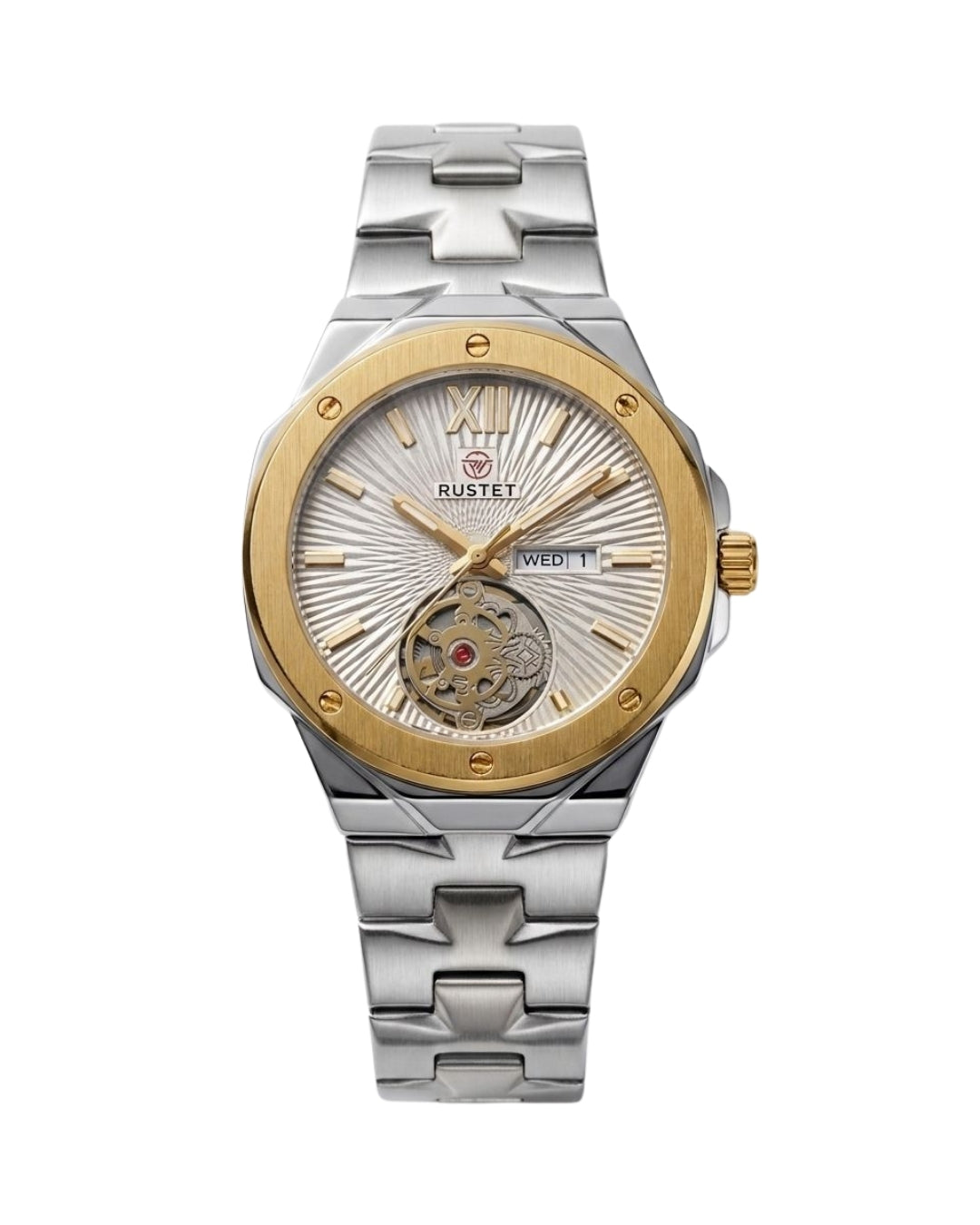 RUSTET-1053-WHITE WITH SILVER&GOLDEN