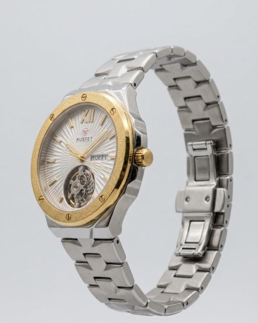 RUSTET-1053-WHITE WITH SILVER&GOLDEN