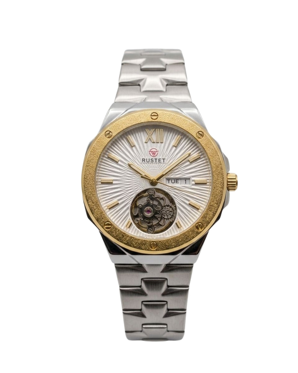 RUSTET-1053-BEIGE WITH SILVER&GOLDEN