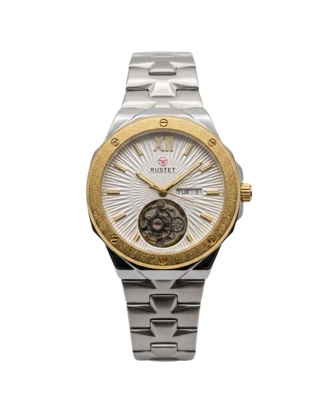 RUSTET-1053-BEIGE WITH SILVER&GOLDEN