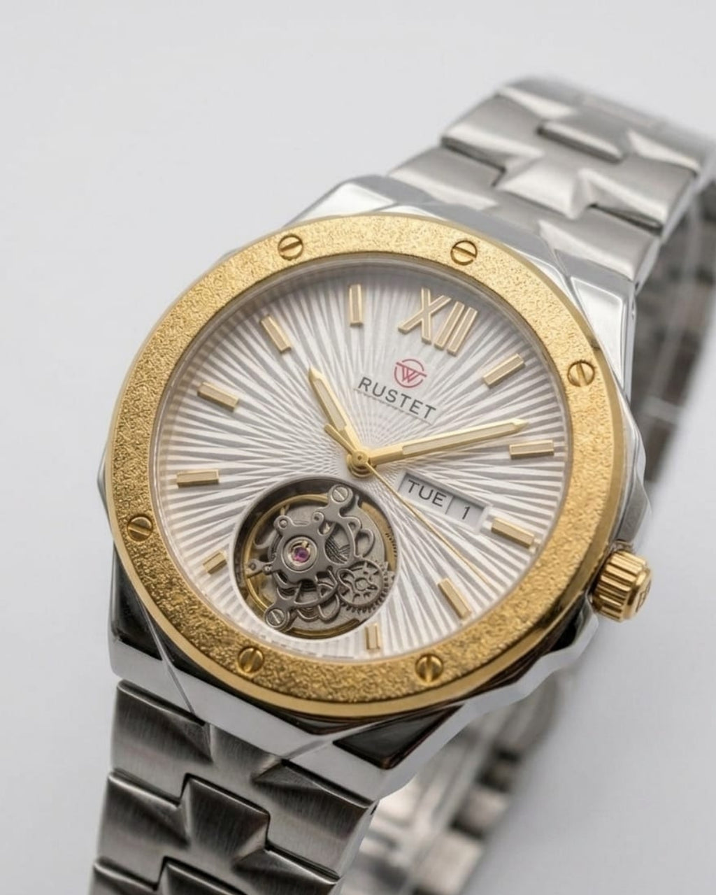 RUSTET-1053-BEIGE WITH SILVER&GOLDEN