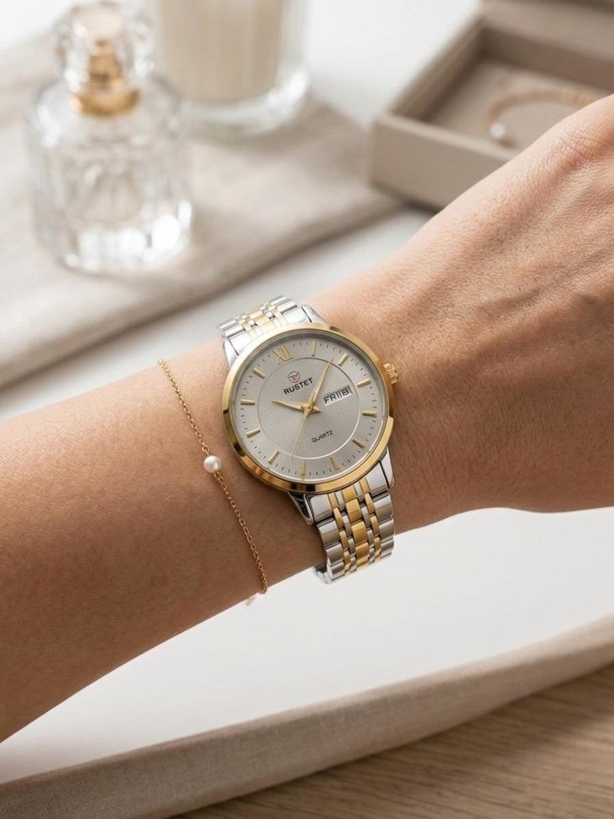 RUSTET-6006-GREY WITH SILVER&GOLD FOR HER