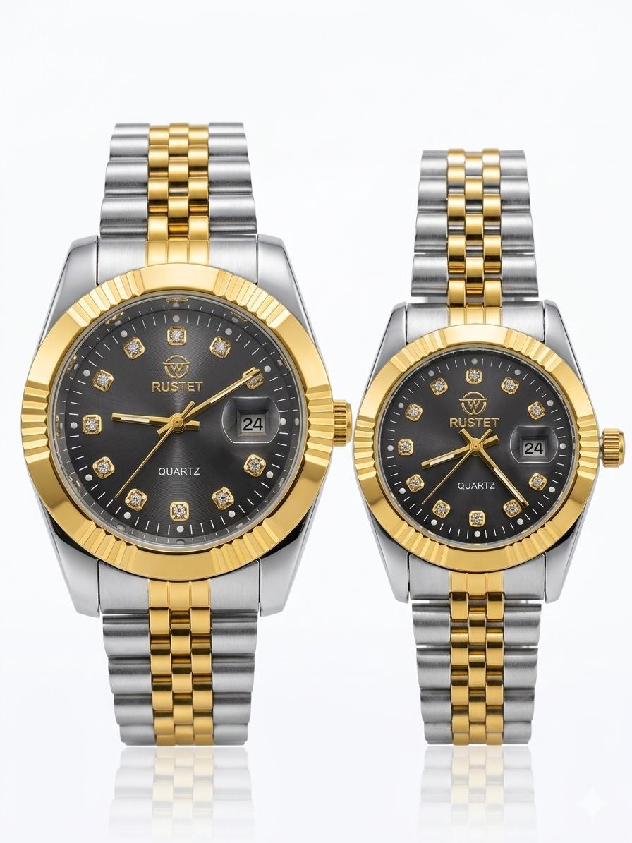 RUSTET-1041-BLACK WITH SILVER &GOLD-COUPLES EDITION