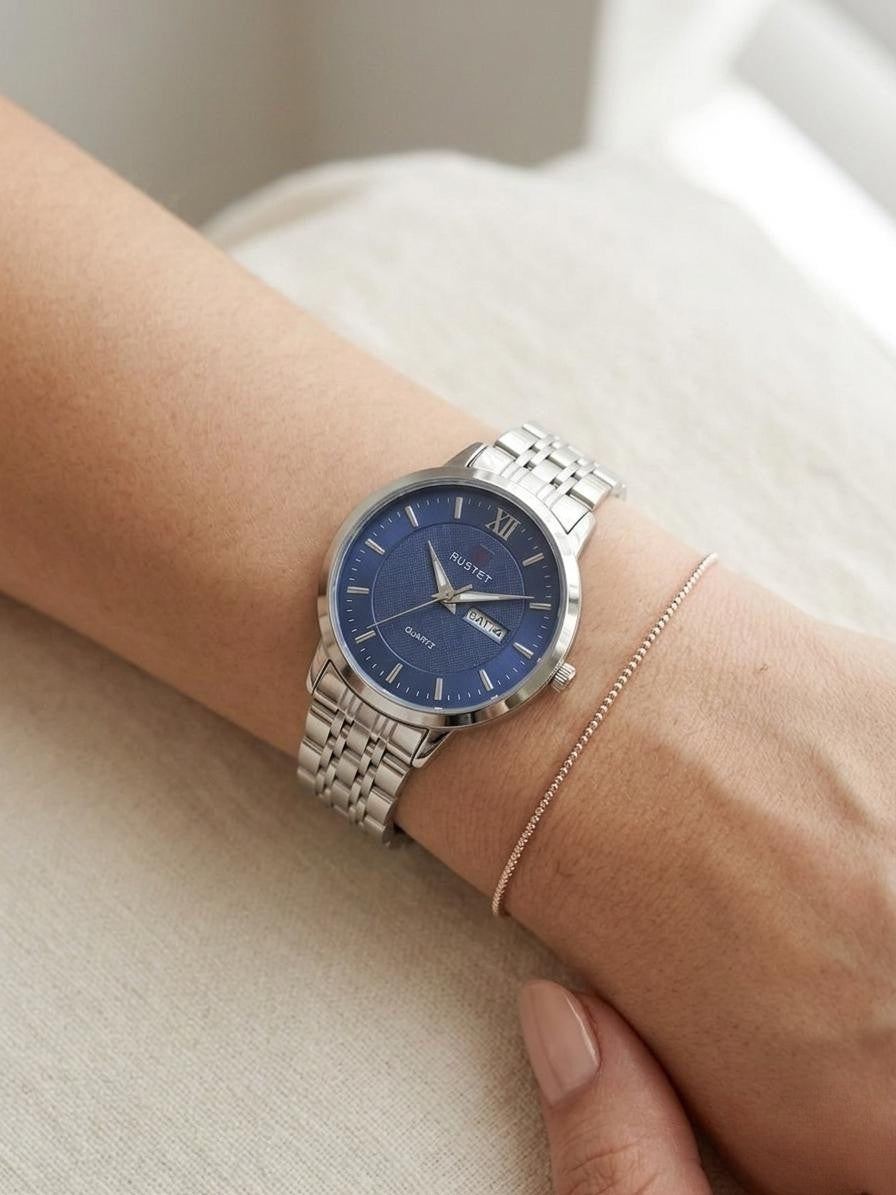 RUSTET-6006-BLUE WITH SILVER FOR HER