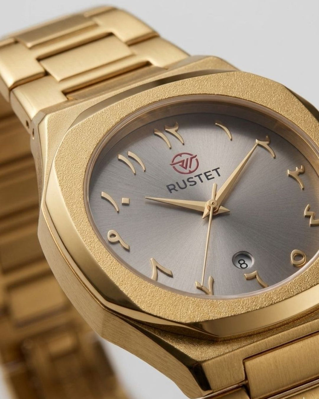 RUSTET-1019 ARABIC DIAL EDITION-BROWNISH GREY WITH GOLDEN