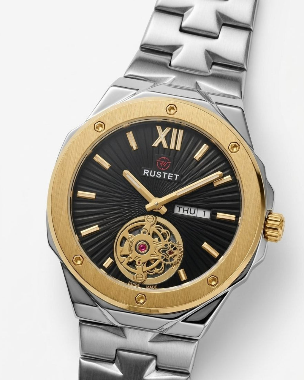 RUSTET-1053-BLACK WITH SILVER&GOLDEN