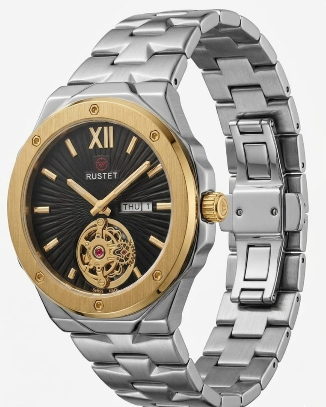 RUSTET-1053-BLACK WITH SILVER&GOLDEN