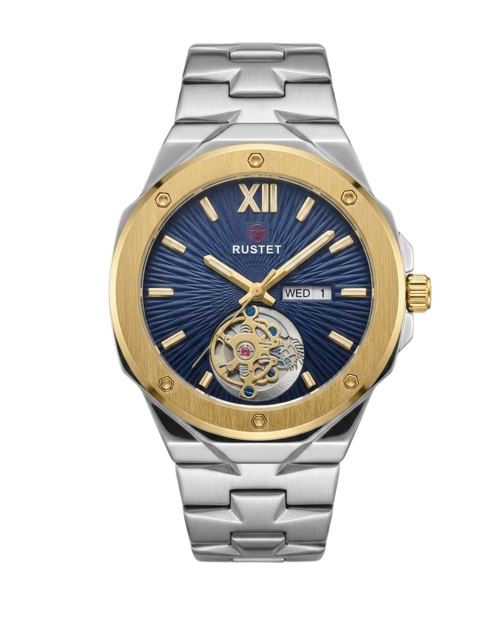 RUSTET-1053-BLUE WITH SILVER&GOLDEN
