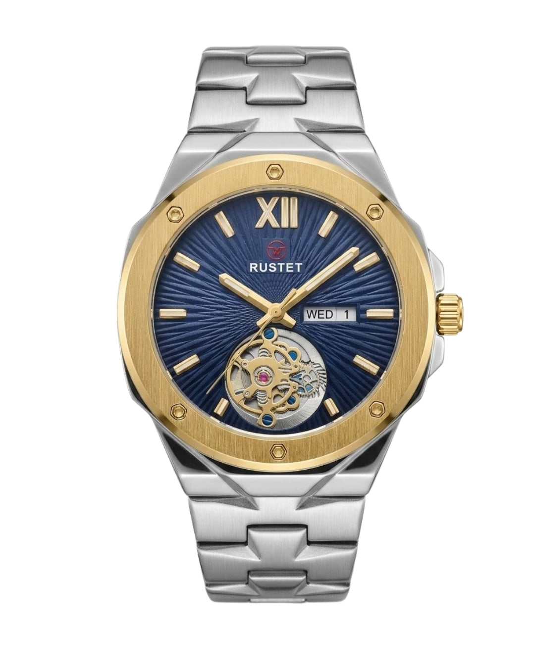 RUSTET-1053-BLUE WITH SILVER&GOLDEN
