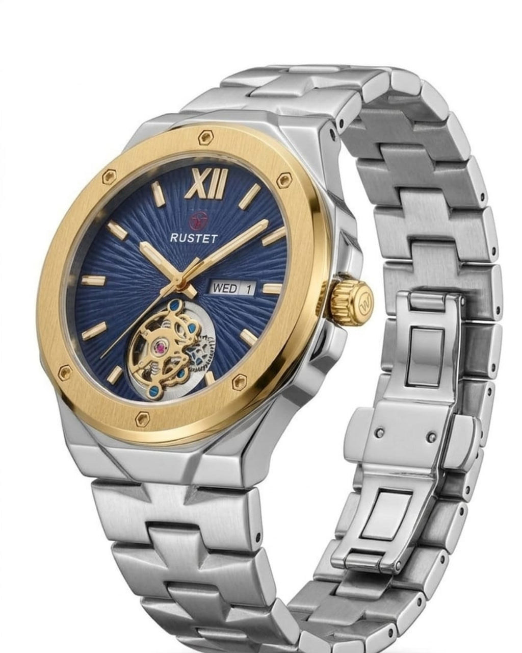 RUSTET-1053-BLUE WITH SILVER&GOLDEN