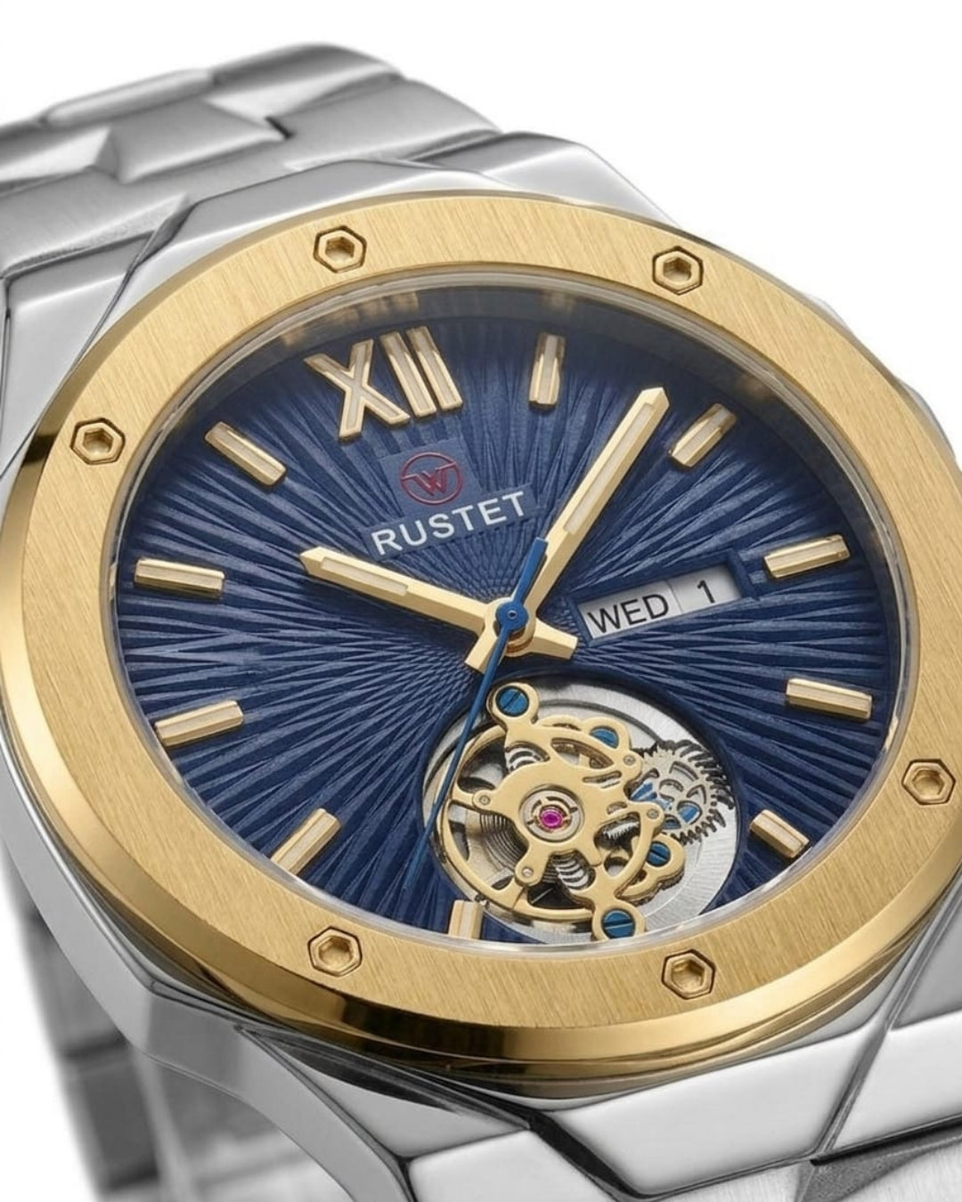 RUSTET-1053-BLUE WITH SILVER&GOLDEN