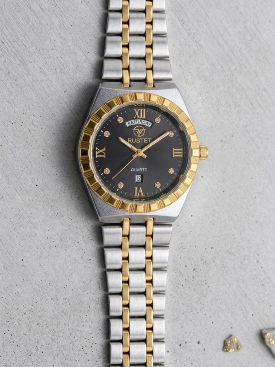 RUSTET-1062 BLACK WITH SILVER GOLDEN