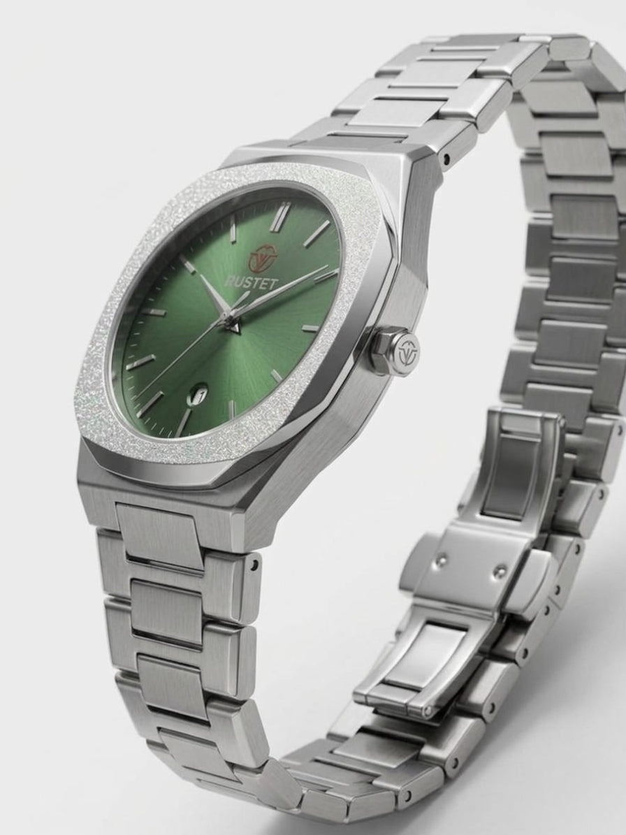 RUSTET-1019-GREEN WITH SILVER
