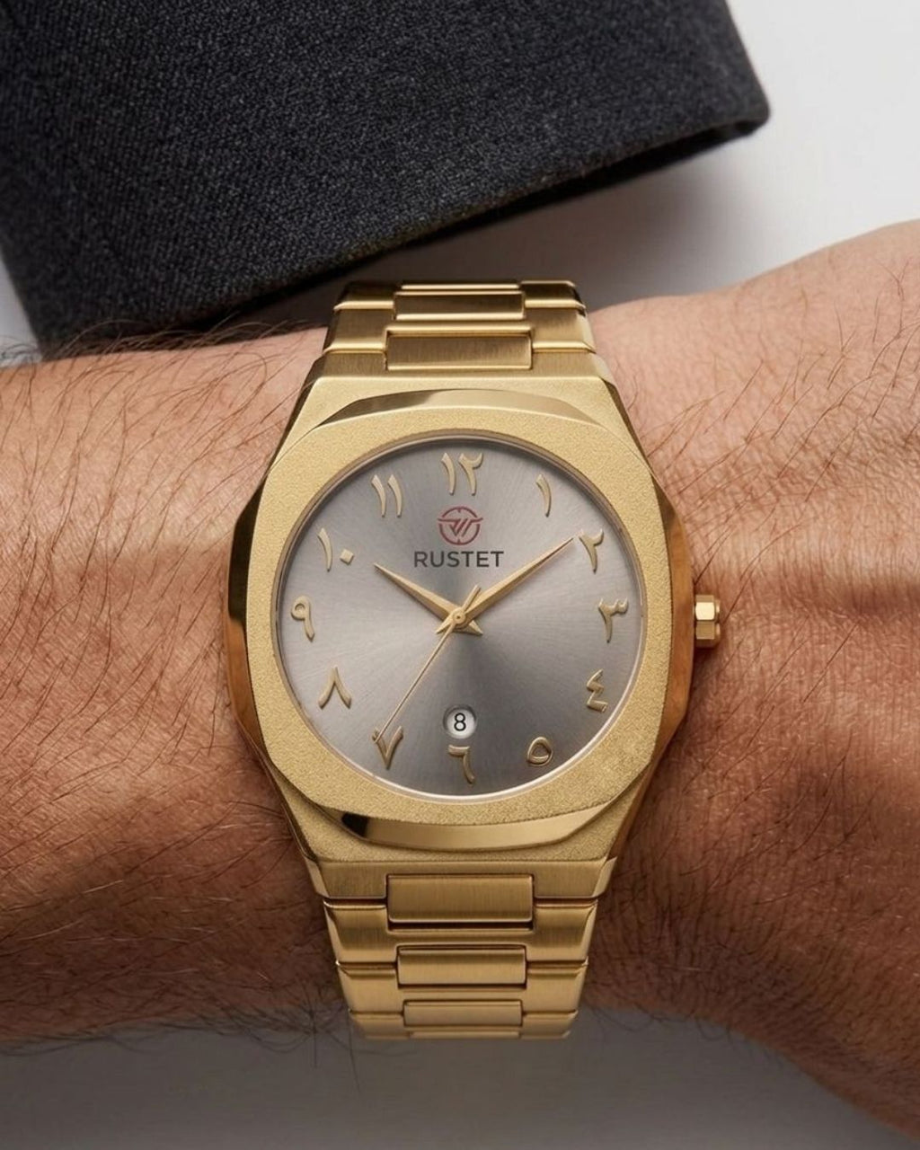 RUSTET-1019 ARABIC DIAL EDITION-BROWNISH GREY WITH GOLDEN