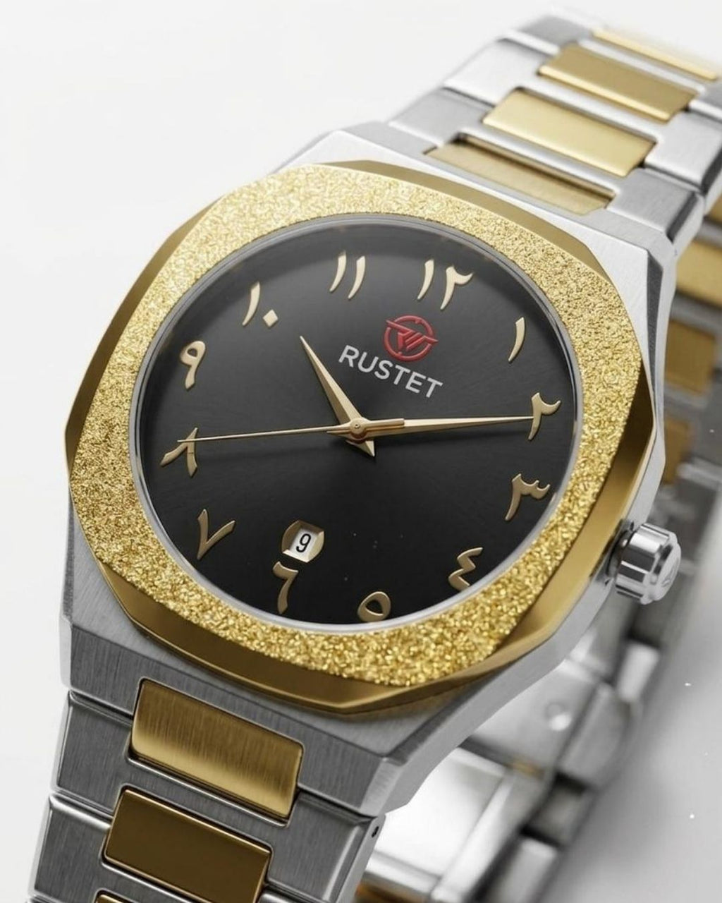 RUSTET-1019 ARABIC DIAL EDITION-BLACK WITH SILVER AND GOLD