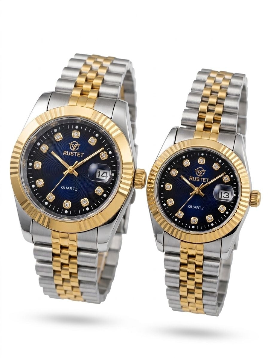 RUSTET-1041-BLUE WITH SILVER&GOLD-COUPLES EDITION