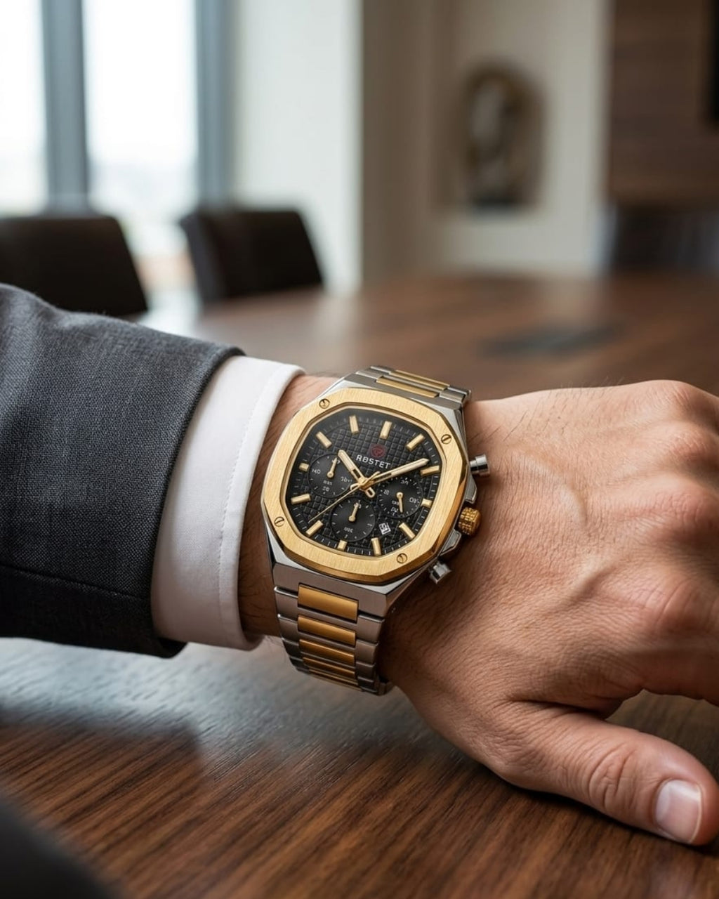 RUSTET-1065-BLACK WITH SILVER&GOLDEN