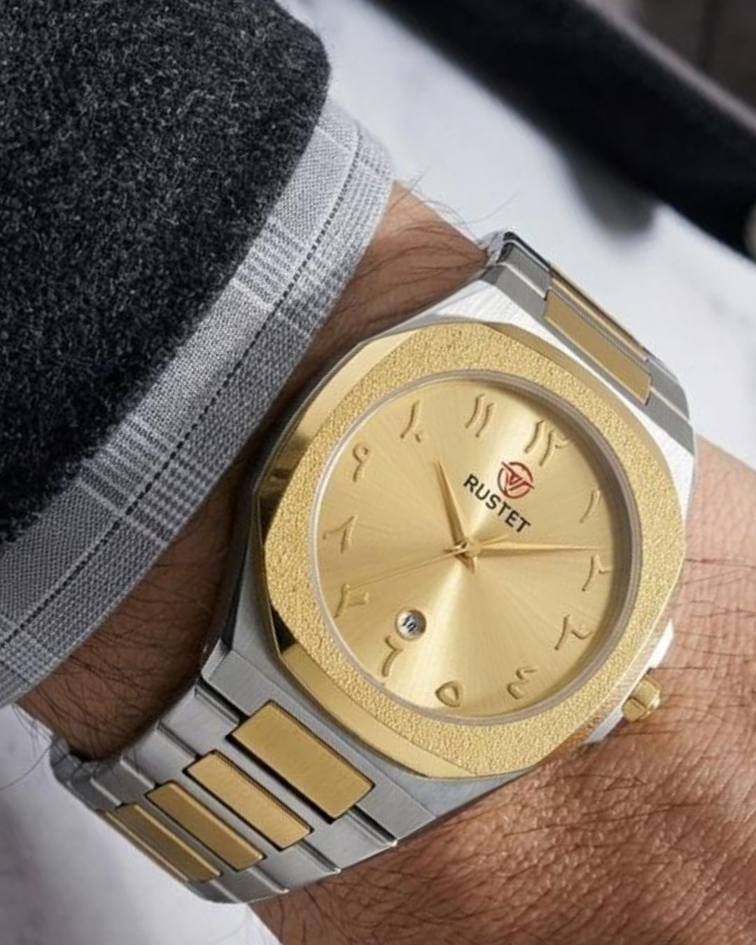 RUSTET-1019 ARABIC DIAL EDITION-GOLDEN WITH GOLDEN&SILVER