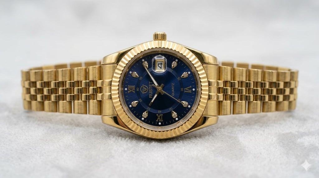 RUSTET-1040-GOLDEN WITH NAVY BLUE