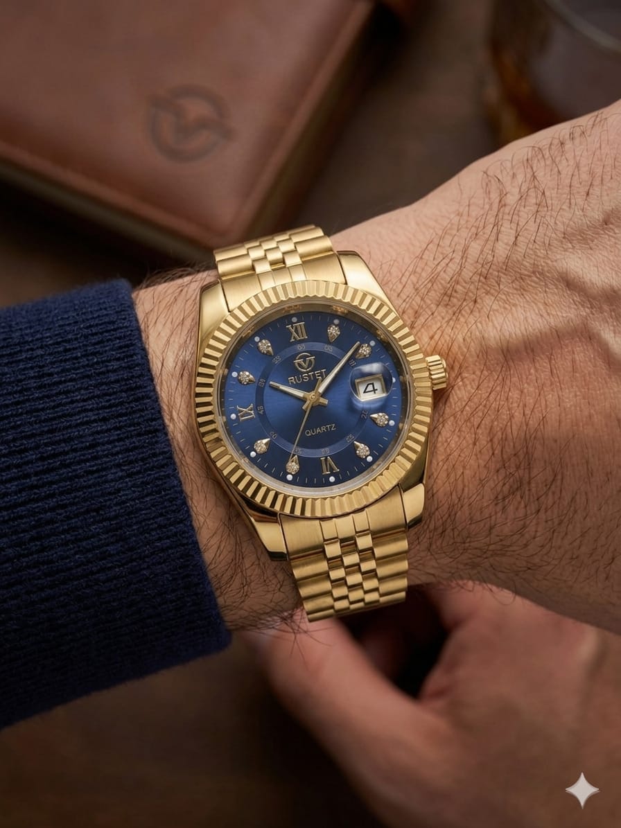 RUSTET-1040-GOLDEN WITH NAVY BLUE