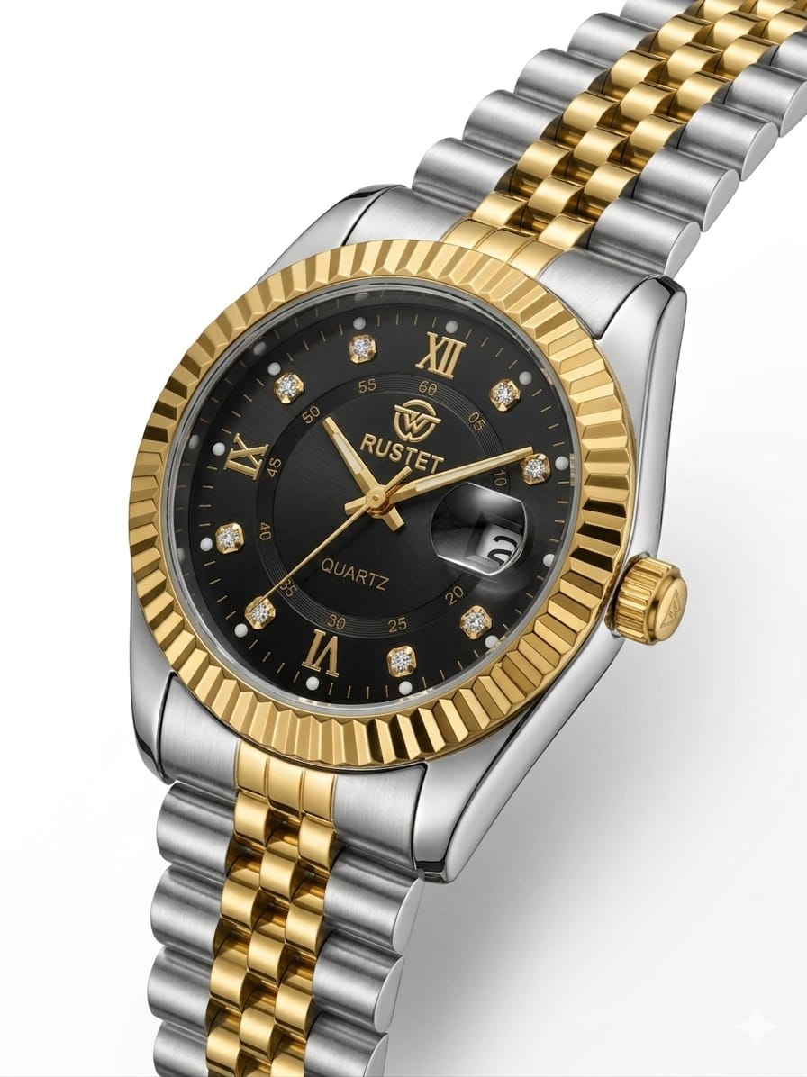 RUSTET-1040-BLACK WITH SILVER&GOLD