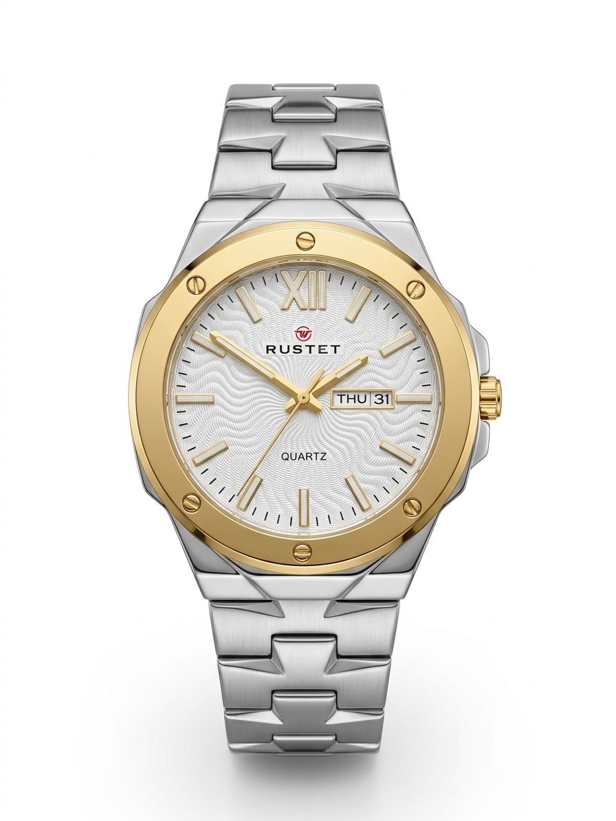 RUSTET-1053-WHITE WITH GOLD&SILVER